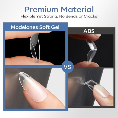 Modelones Medium Almond Nail Tips 360pcs Pre-shaped Full Cover False Nails - color: A4-Medium Almond-Clear