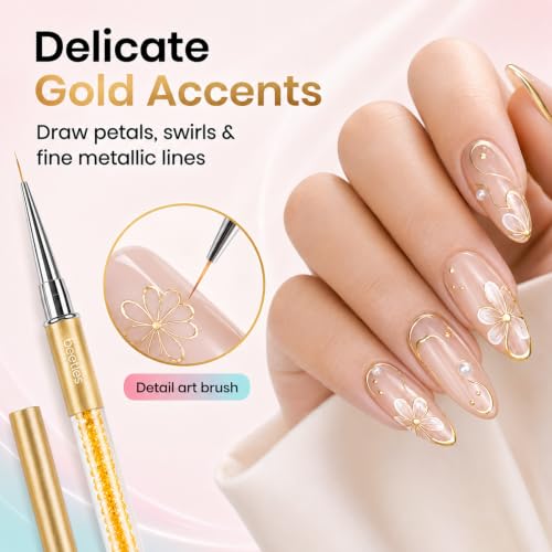 Beetles Gel Polish Nail Art Liner Brushes 5Pcs Painting Art Design Pen Set - color: A-Blue-5