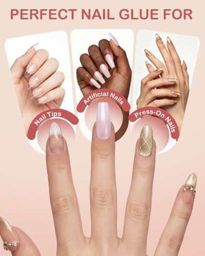 【Upgraded】 Super Strong Nail Glue+Nail File for Press On Nails