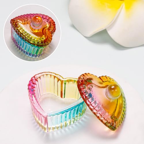 Nails Tips Art Dappen Dish with Lid Acrylic Liquid Powder Dappen Monomer Dish Glass Crystal Cup Glassware Tools for Professional Use and Home Use (clear, heart-shaped)