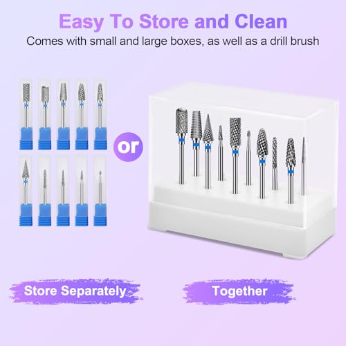 Diesisa 10Pcs Nail Drill Bits Set:Tungsten Carbide Nail Bits for Nail Drill - color: Medium-drill Bits