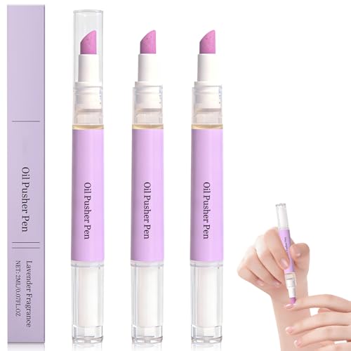 3PCS 2-in-1 Cuticle Oil Pusher Pen, Ceramic Cuticle Pusher & Oil Pen, Nail Care Tool for Dry Damaged Nails Hangnails Moisturiz Polish Brighten