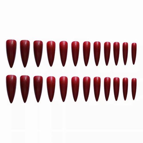 MISUD Press on Nails - Long Stiletto Fake Nails with Goth Red, Acrylic Gothic Vampire Design 24 pcs - color: 02305-11Burgundy