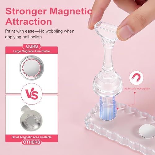 Nail Stand for Press On Nail Holder for Painting Nails, Magnetic Fake Nail Stands Tips, Heart Shaped Nail Holder with Double-sided Tape Practice Nail Art Tools - color: Clear