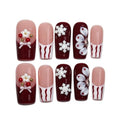 Handmade Medium Taper Square Press On Nails|Reusable &Salon Quality O933, S - color: O933, size: S