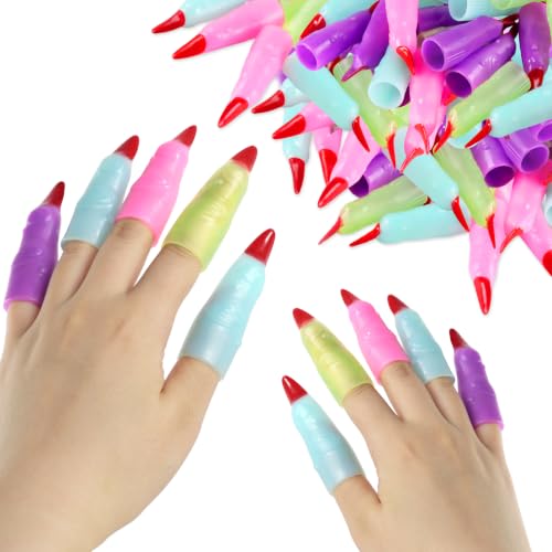 Halloween Fake Witches Fingers Nails for Kids Reading, Glow in The Dark - color: Colorful