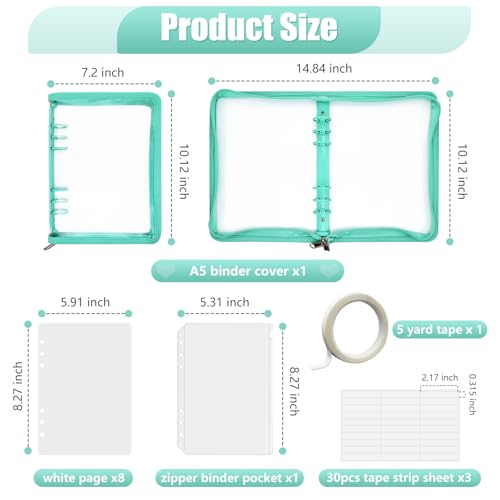 KEIFIN A5 Press On Nail Book Display Storage Organizer Binder, Cyan - color: CYAN