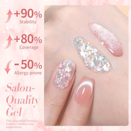BORN PRETTY Pink Cat Magnetic Eye Gel Nail Polish Crystal Glass Gel Polish - color: light pink