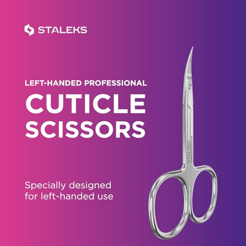 STALEKS PRO Expert 11 Left-Handed Cuticle Scissors, 18 mm Curved Blades - size: S