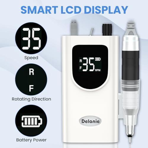 Delanie Professional Portable Electric Nail Drill Machine 35000 RPM, White - color: White