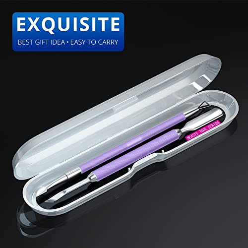 2PCS Lavender/Taro Purple Cuticle Pusher Tool and Scraper Nail Pusher - color: Lavender/Taro Purple