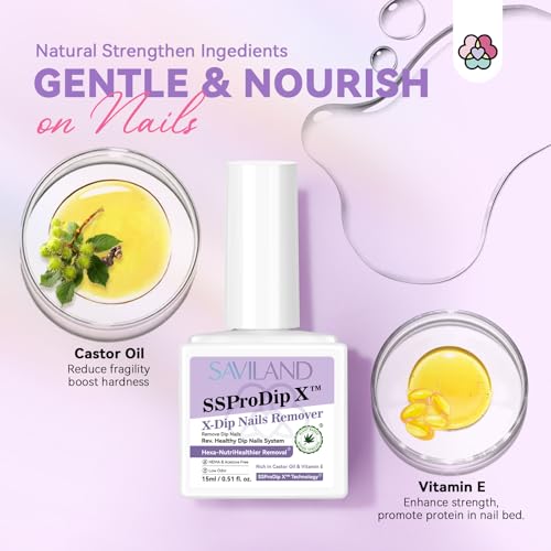 SAVILAND 2Pcs Easy Dip Powder Remover Liquids Nail File Tools, 15ml - size: 15ml*2