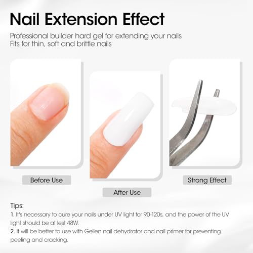 Gellen White Nail Builder Gel for Extensions, Sculpting & Overlays Apex,30g - color: White