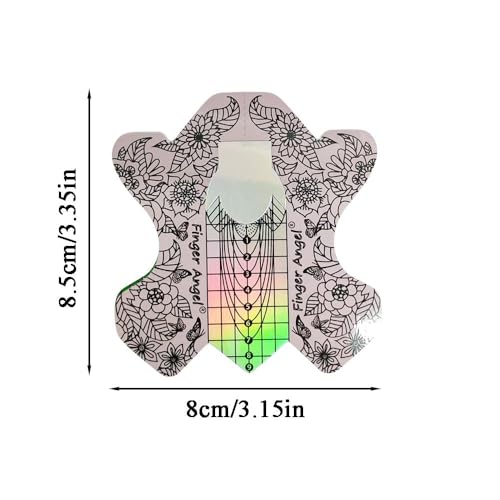 100PCS Nail Extension Form Sticker Laser Color Nail Forms Gel Polish Extension Forms Acrylic Tips Nail Art Decoration DIY Nail Gel Curl