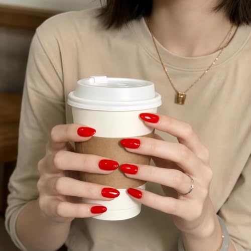 No UV Nail Stickers, 32 Classic Red Nail Wraps, Zero Dry Time - color: Classic Red