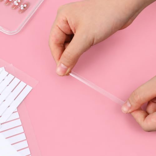 16 Sheets Double Sided Nail Tape for Nail Art, Jelly Nails Adhesive Strips