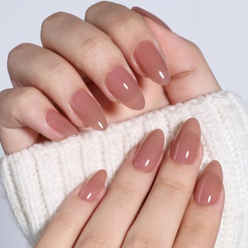 Nude Press On Nails Almond - Nude Nails Short Fake Nails - color: 1A - Classic Nude