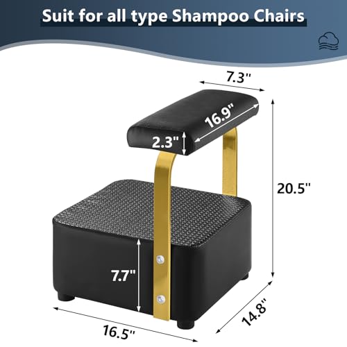 Independent Footrest for Backwash Beauty Spa Shampoo Bowl and Chair Set,Footstool for Spa Beauty, Ottoman for Shampoo Station Chair in Salon and Spa (Golden) - color: Golden