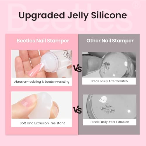 Beetles French Tip Nail Stamp 3Pcs Silicone Nail Stamp Kit - color: D - Clear-3