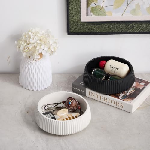 7" Modern Key Bowl for Entryway Table - Concrete Small Decorative Bowl - color: Charcoal Black