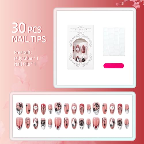 30pcs Halloween 3D Spider Press on Nails, Gothic Spider Web Fake Nails - color: Halloween Press on Nails 13
