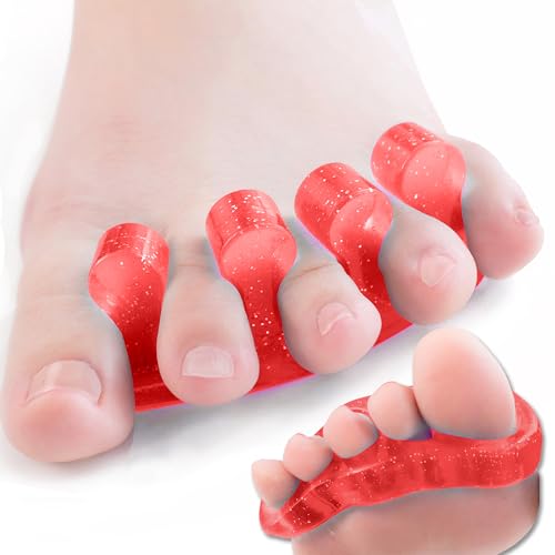 Dr. JK- ToePal Gel Toe Separator, 2 Pairs, Toe Spacers, Bunion Corrector - color: Red, size: 2 Pairs