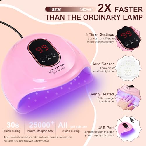 Acrylic Nail Kit for Beginners with UV Light and Drill, Silver