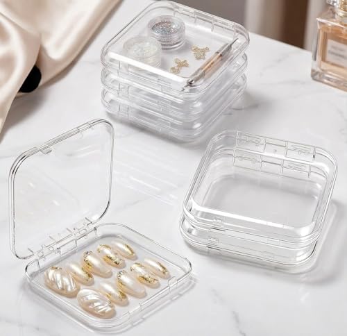 6 Pcs Press On Nail Packaging Storage Box, Clear Acrylic