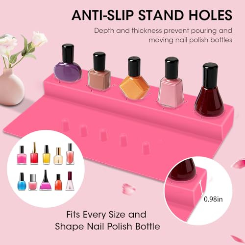 Nail Polish Holder, 2 in 1 Silicone Hand Rest Mat-Rose Red - color: Rose Red