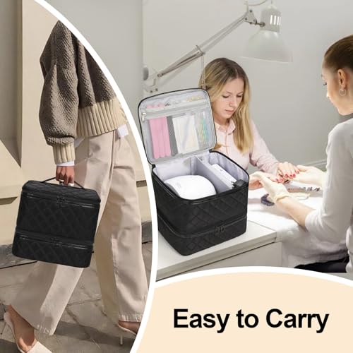 Nail Polish Organizer Bag Holds 30+ Bottles (15ml/0.5 fl.oz) &UV Nail Lamp - color: 03-Black, size: 30 Bottles