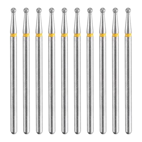 HARFINGTON 10pcs 325-400 Grits Diamond Grinding Bit 1.8mm Ball Head 2.35mm Shank 1.8mm Length Stone Sanding Drill Bits Rotary Tool for Ceramic Glass Nails Grinding Polishing - color: Yellow, size: 1.8mm