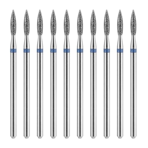 10 Pcs Diamond Flame Cuticle Drill Bits with Case 3/32'' Cuticle Clean Drill Bit Cuticle Nail Drill Bits Electric Nail File Machine Cuticle Bit Manicure Pedicure Polishing Kit for Nail Salon Manicure