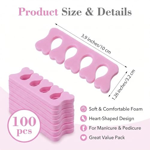 100 Pcs Sponge Toe Separators Soft Finger Separators Premium Pedicure Tool, Toe Divider Spacer for Polishing Pedicure Manicure Coating Gel Painting Nail Art Beauty Accessories
