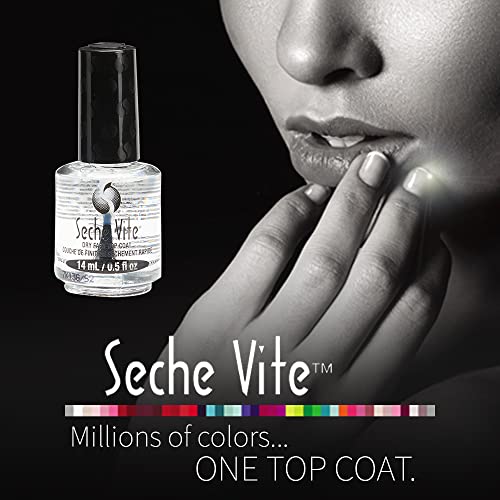 Seche Vite Dry Fast Top Coat – Quick Dry Clear Nail Polish Top Coat for High Gloss Shine, Long-Lasting Manicure, Made in the USA, 0.5 fl oz - color: Dry Fast Top Coat, size: 0.5 Fl Oz (Pack of 1)