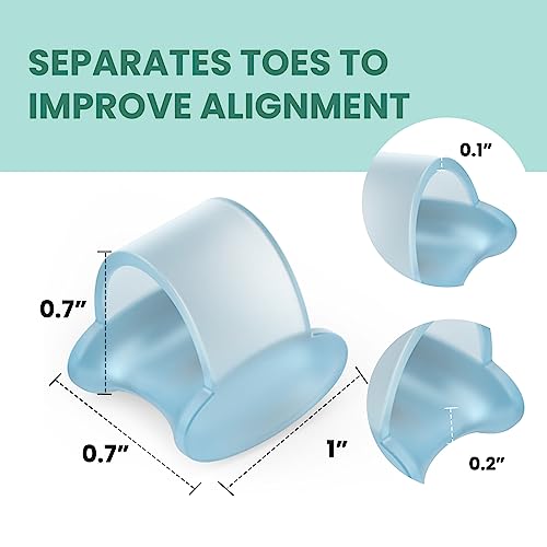Welnove Pinky Toe Separator,Toe Spacer, Bunion Corrector for Women,Preventing Rubbing & Relieve Pressure, 12PCS, Blue - color: Blue