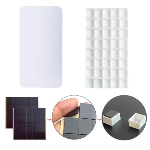 FCLUB Magnetic Watercolor Palette Case with 40 Empty Half Pans and Magnets - color: White, size: 6.7" x 6.7" x 0.6"