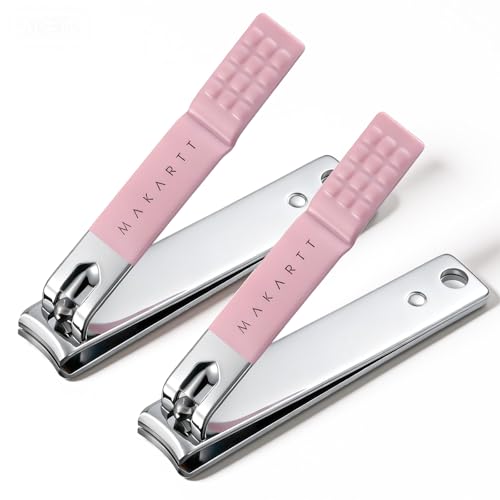 Makartt 2-Pack Pink Nail Clipper Set for Thick Fingernails & Toenails - size: Nail Clippers-2pcs
