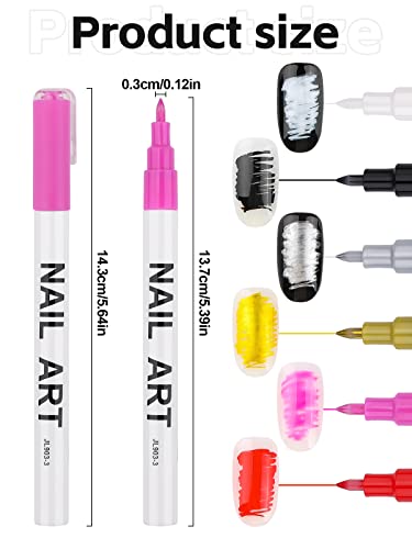 Kalolary Nail Art Pens Set 6 Color 3D Nail Art Makers - color: 6 Color
