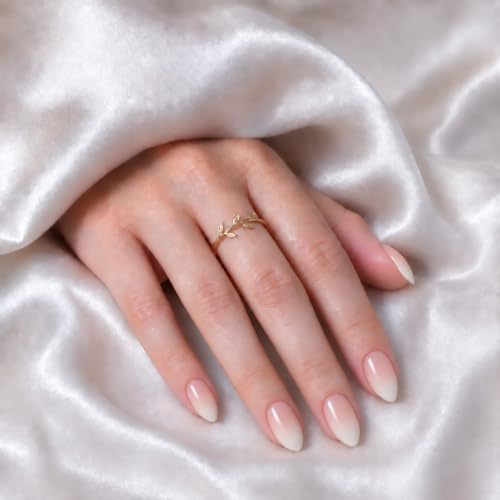 Nude Peach Ombre Almond Press On Nails, 32-Piece Reusable Kit with Glue - color: Nude Peach Ombre - Almond