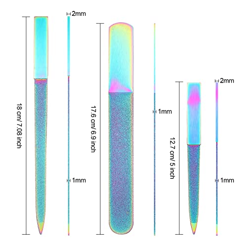 Mudder 3 Pcs Stainless Steel Diamond Nail File Set Rainbow Color - color: Rainbow Color