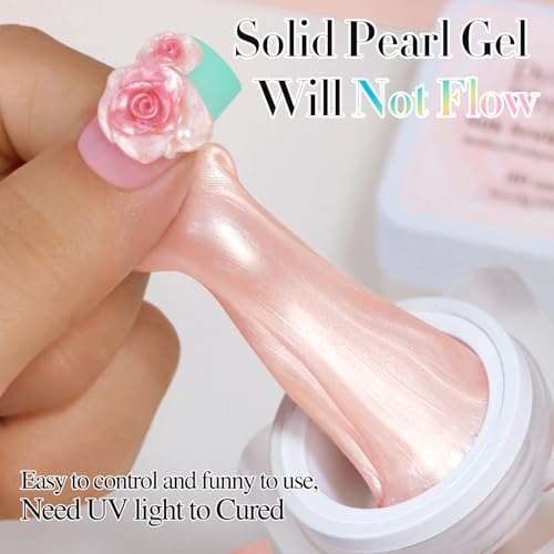 Double Rhythm 3D Nail Gel Pearl Solid Sculpting Gel for Nail Art Non-Sticky Hard for Building Carving Molding Extension Soak Off UV/LED Nail Art Salon Home DIY 0.5 Oz (Nude-Silk 02) - color: Nude
