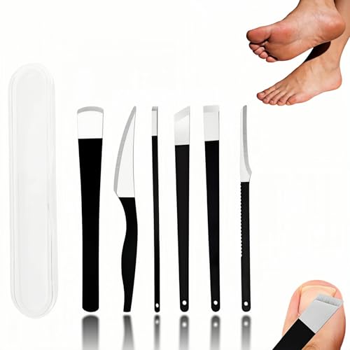 Professional 6-Piece Ingrown Toenail Tool Kit, Stainless Steel Foot Callus Remover & Pedicure Tools Set with Storage Case, Heavy Duty Durable Foot Rasp for Dead Skin Corn, Home Use
