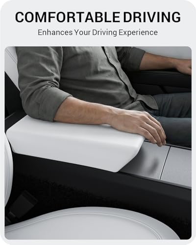 BASENOR Armrest Cover for Tesla Model Y Juniper/Model YL/Model 3 Highland - size: Model Y Juniper / 3 Highland White