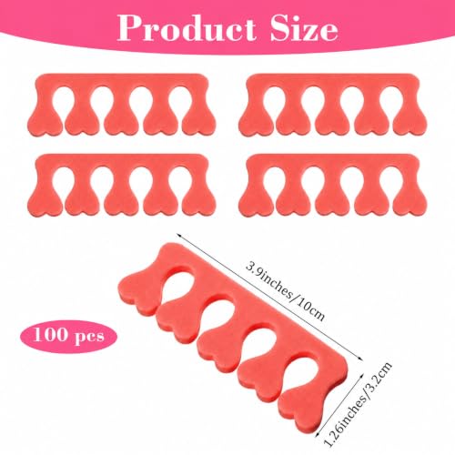 100 Pcs Soft Finger Separators Sponge Toe Separators Premium Pedicure Tool Kit Flexible Toe Divider Spacer for Polishing Pedicure Manicure Coating Nail Art Beauty Accessories (Peach pink) - color: Peach pink