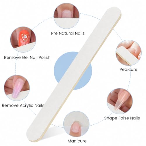 Nail Files - 24 PCS Fingernail Files 7" Long 80/100 Grit White - color: 24pcs White, size: 80/100 Grit