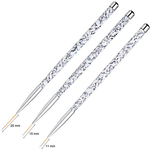 Tbestmax Professional Nail Art Liner Brush UV Gel Painting Acrylic Nail Brushes Striping Brushes for Short Strokes Details Blending Elongated Lines 3 pcs - color: 3pcs - White