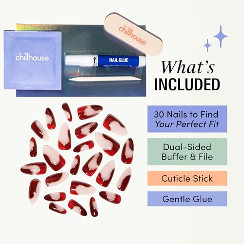 Chillhouse - Chill Tips, Press on Nails Kit - From the Archives (Almond) - 30 Nail Shapes & Sizes - Up to 2 Weeks of Wear- Customizable Fit- Reusable- Latina Founded & Women Owned- Beauty & Self Care - color: From the Archives