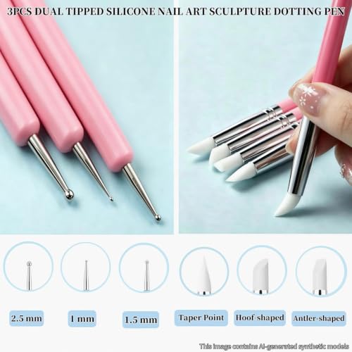 5Pcs Nail Art Liner Brushes Liner Brush for Nails Gel Striping Nail Brushes - color: Pink-B