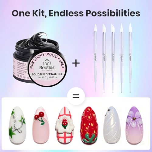 Beetles 3D Gel Nail Art 5PCS Nail Art Dotting Tools Set,3D Sculpting Gel - color: C-Purple-5