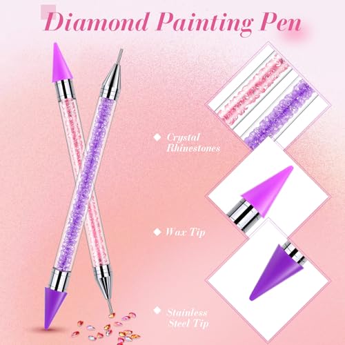 Tatuo 2 Pcs Rhinestone Picker Tool Kit with 2 Wax Head, Pink, Purple - color: Pink, Purple